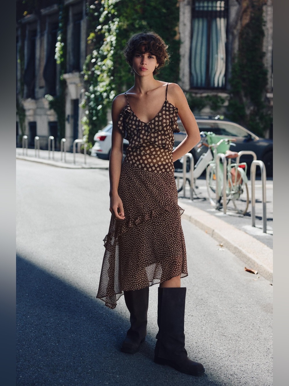 Zara Polka Dot Ruffle Skirt - Picture 2 of 4